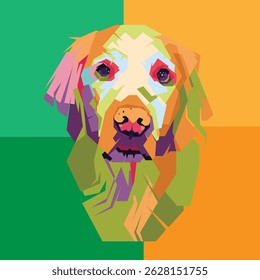 bunter Hund mit buntem Hintergrund