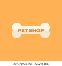 Colorful dog bone with text. Pet shop icon, logo. Modern flat vector illustration.