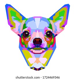 colorful dog chihuahua on pop art isolated white backround