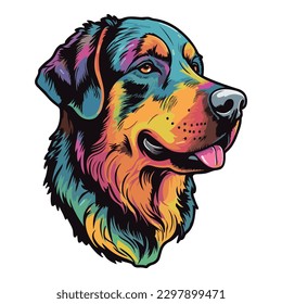 Colorful Dog Flat Icon Isolated On White Background