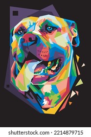 colorful dog head with cool isolated pop art style backround. WPAP style