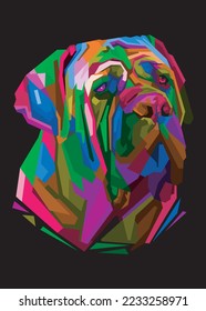 colorful dog head with cool isolated pop art style backround. WPAP style