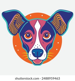 Una colorida cabeza de perro eps