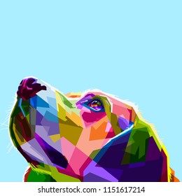 colorful dog head on pop art style