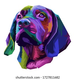 colorful dog head on pop art style