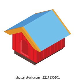 Colorful Dog House Icon Isometric Vector. Cute Roof. Kennel Puppy