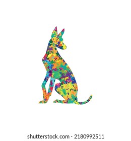 colorful dog illustration digital wall art Print