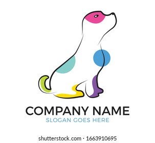 Colorful dog line art very suitable for logo, mascot, and  icon.  
