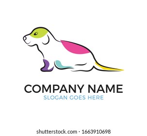 Colorful dog line art very suitable for logo, mascot, and  icon.  