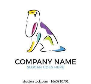 Colorful dog line art very suitable for logo, mascot, and  icon.  