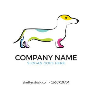 Colorful dog line art very suitable for logo, mascot, and  icon.  