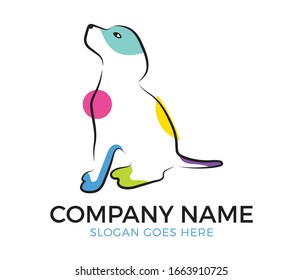 Colorful dog line art very suitable for logo, mascot, and  icon.  