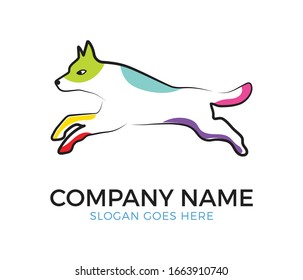 Colorful dog line art very suitable for logo, mascot, and  icon.  