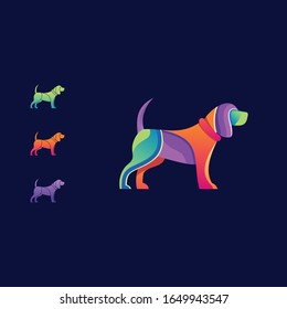 Colorful dog logo design Vector template