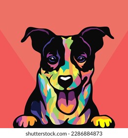 Colorful dog on pop art style