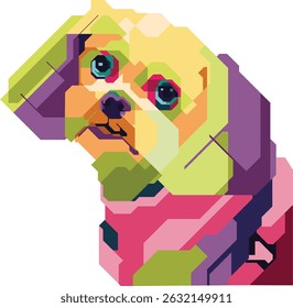 colorful dog on wpap style with transparent background