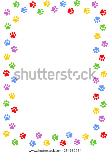 Colorful Dog Paw Print Frame Border Stock Vector (Royalty Free) 254982754