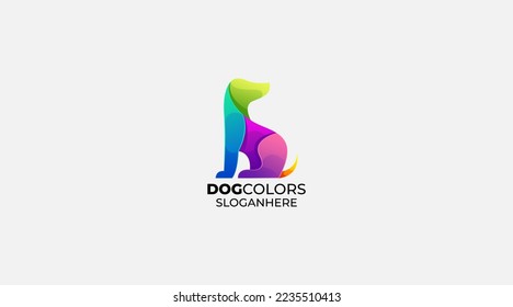Colorful Dog vector design logo template