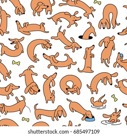 Colorful Dog Vector Seamless Pattern And Background