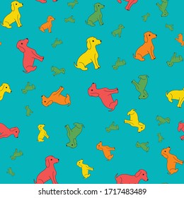 Colorful dogs repeat pattern print background