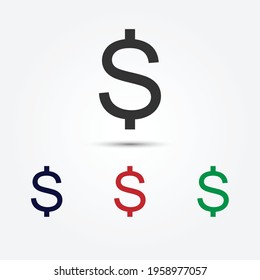 Colorful dollar sign on grey background, Dollar sign icon USD currency symbol money vector image