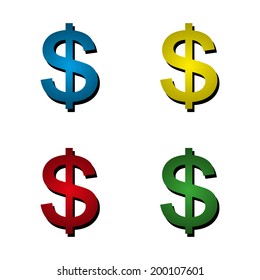 Colorful dollar signs