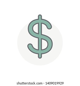 Colorful dollar vector icon isolated on white background. Cash symbol modern, simple, vector, icon for website design, mobile app, ui. Vector Illustration
