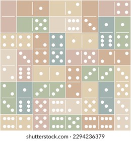 Colorful domino pieces arranged to form a square background,
