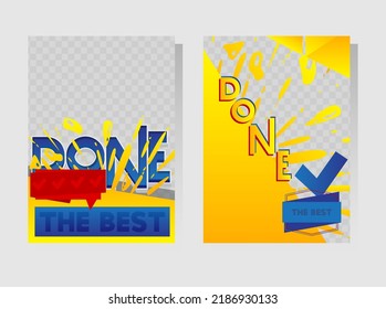 Colorful Done banner template design. Special task completed banner. Vector illustration. Poster. Business, Store Event.