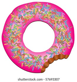 Colorful donut with a bite