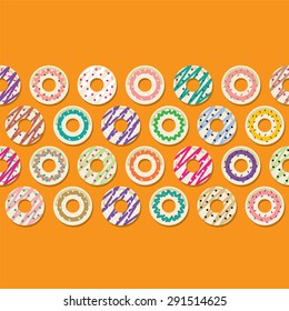 Colorful Donut Border Background Vector Illustration