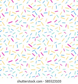 Colorful donut or cake glaze seamless pattern with sprinkle topping. Vector