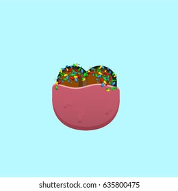 Colorful donut character from a typeface, vector illustration