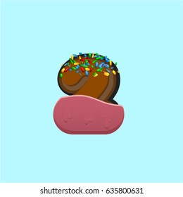 Colorful donut character from a typeface, vector illustration