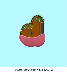 Colorful donut character from a typeface, vector illustration