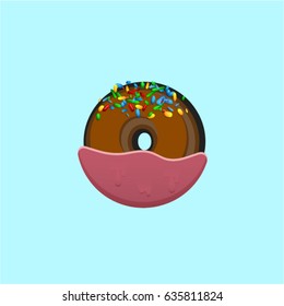 Colorful donut  character from a typeface, vector illustration