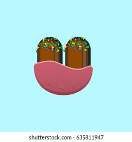 Colorful donut  character from a typeface, vector illustration