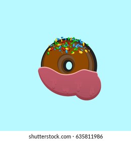 Colorful donut  character from a typeface, vector illustration