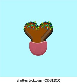 Colorful donut  character from a typeface, vector illustration