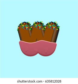 Colorful donut  character from a typeface, vector illustration
