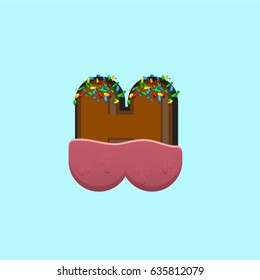 Colorful donut  character from a typeface, vector illustration