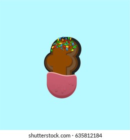 Colorful donut  character from a typeface, vector illustration