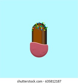 Colorful donut  character from a typeface, vector illustration