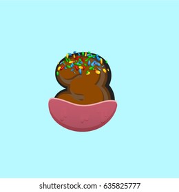 Colorful donut character from a typeface, vector illustration