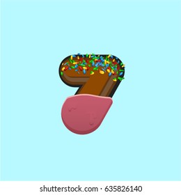Colorful donut character from a typeface, vector illustration