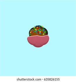 Colorful donut character from a typeface, vector illustration