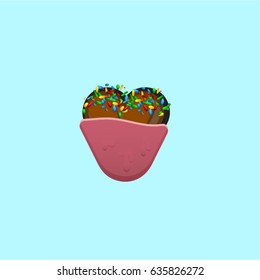 Colorful donut character from a typeface, vector illustration
