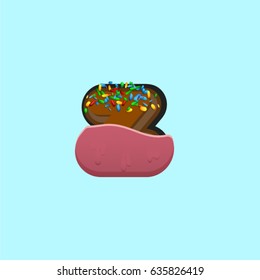 Colorful donut character from a typeface, vector illustration