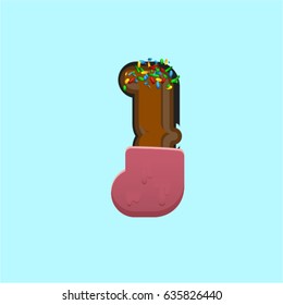 Colorful donut character from a typeface, vector illustration