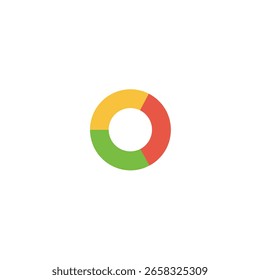Gráfico de rosca colorida que ilustra a distribuição de dados e o progresso com três segmentos distintos para infográficos de negócios